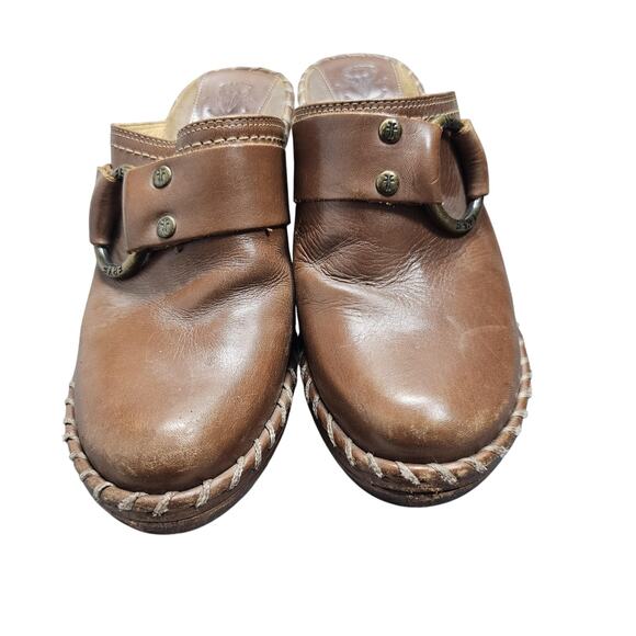 Frye Charlotte Mule Womens 7 Brown Leather Clog Ring Stud Whipstitch Western - Picture 4 of 9